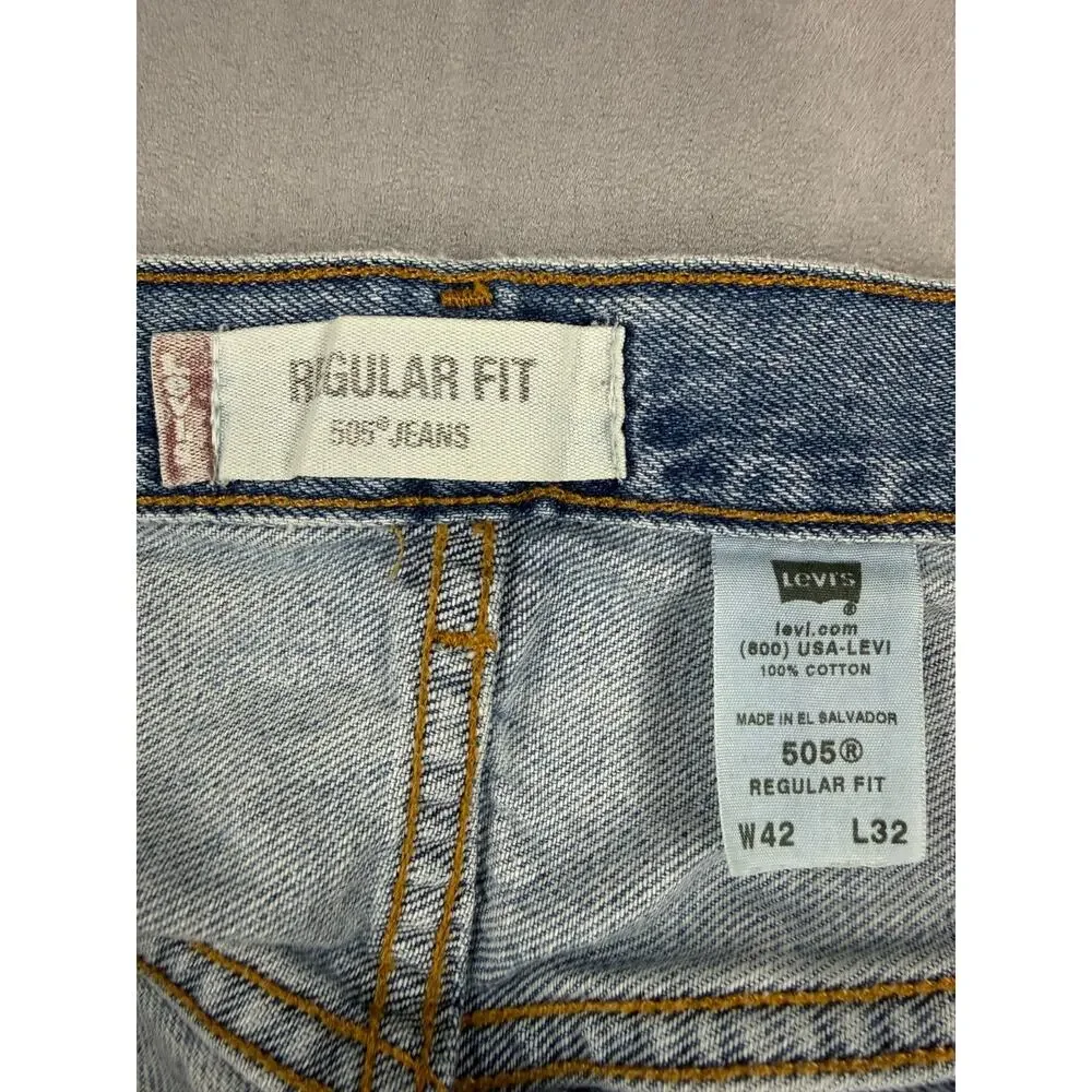 Levi's Men's Vintage 505 Regular Fit Straight Leg Jeans Blue Denim 42 x 32